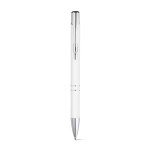 Aluminium ballpoint pen with rubber barrel black ink white colour