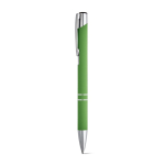 Aluminium ballpoint pen with rubber barrel black ink light-green colour