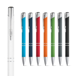 Aluminium ballpoint pen with rubber barrel black ink various colours