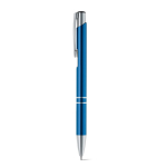 Aluminium ballpoint pen, click mechanism, blue ink blue colour