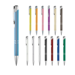 Aluminium ballpoint pen, click mechanism, blue ink various colours