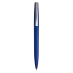 Metal-look plastic ballpoint pen with black ink blue colour first view