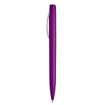 Metal-look plastic ballpoint pen with black ink fuchsia colour