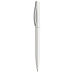 Metal-look plastic ballpoint pen with black ink ivory colour