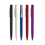 Metal-look plastic ballpoint pen with black ink various colours