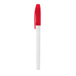 Ballpoint pen with a coloured cap and blue ink red colour