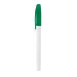 Ballpoint pen with a coloured cap and blue ink green colour