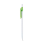 White ballpoint pen coloured clip black ink light-green colour second view