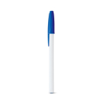 Ballpoint pen with white barrel and cap, Corvina blue colour
