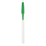 Ballpoint pen with white barrel and cap, Corvina green colour first view