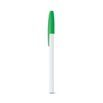 Ballpoint pen with white barrel and cap, Corvina green colour