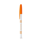 Ballpoint pen with white barrel and cap, Corvina orange colour image with logo