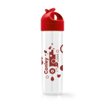 Sports bottle with screw cap and straw, 500 ml, Colortop red colour image with logo