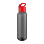 Elegant black company bottle with coloured lid, 630 ml red colour