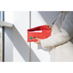 Document bag for travel documents with viewing window still life view