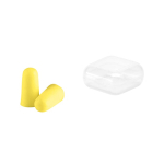 Ear plugs made from polyurethane foam with case yellow colour