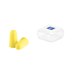 Ear plugs made from polyurethane foam with case yellow colour image with logo