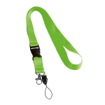Lanyard with removable buckle and clip for USB apple green colour