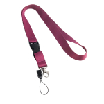Lanyard with removable buckle and clip for USB purple colour