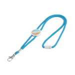 Lanyard with drawstring & carabine, Cord cyan blue colour image with logo