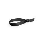 Soft, glossy satin event wristband with secure fastening black colour