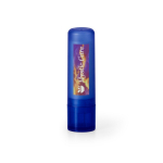 Affordable branded lip balm for summer events, SPF 15 navy-blue colour image with logo