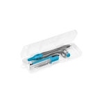 Case made of PP with compass and lead pencil, College light blue colour