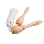 Jump rope with wooden handles for outdoor play wood colour