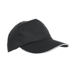 Sandwich-style polyester cap with tie closure and ventilation holes black colour