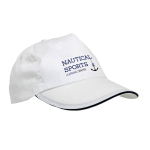 Sandwich-style polyester cap with tie closure and ventilation holes white colour image with logo