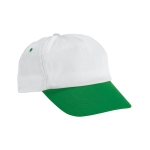 Cap made of polyester, coloured details printed for promotions green colour