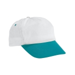 Cap made of polyester, coloured details printed for promotions light blue colour