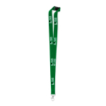 Lanyard with carabiner and safety lock green colour view with print area