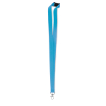 Lanyard with carabiner and safety lock cyan blue colour