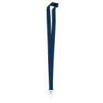 Lanyard with carabiner and safety lock navy-blue colour