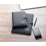 Folder with charging station, power bank and USB cable black colour second main view