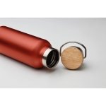Printed metal bottle with bamboo lids with handle, 500 ml red colour third view
