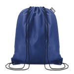 Drawstring bag made from recycled bottle plastic for sustainability