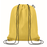 Drawstring bag made from recycled bottle plastic for sustainability