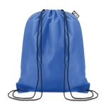 Drawstring bag made from recycled bottle plastic for sustainability