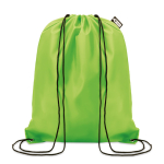 Drawstring bag made from recycled bottle plastic for sustainability