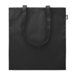 Recycled shopping bag made of rPET with long handles black colour