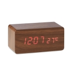 Wooden alarm clock, wireless charging and temperature display wood colour