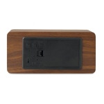 Wooden alarm clock, wireless charging and temperature display wood colour third view