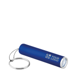 Flashlight branded with a glowing logo as a promotional item black colour view with print area