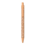 Sustainable cork ballpoint pen with blue ink orange colour