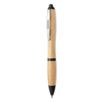 Bamboo pen with push button and ABS details, blue ink black colour second view