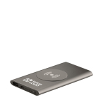Aluminium wireless power charger, 4000 mAh black colour view with print area