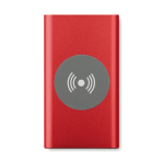 Aluminium wireless power charger, 4000 mAh red colour third view