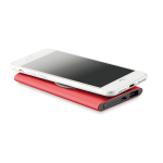 Aluminium wireless power charger, 4000 mAh red colour fourth view